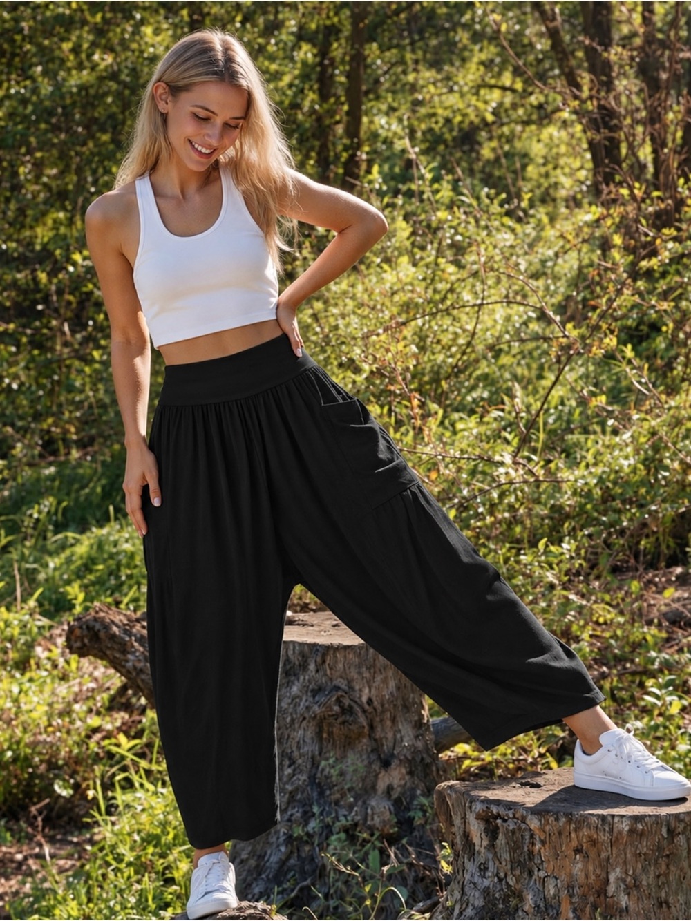 Tarse Wide Leg Linen Blend Pants